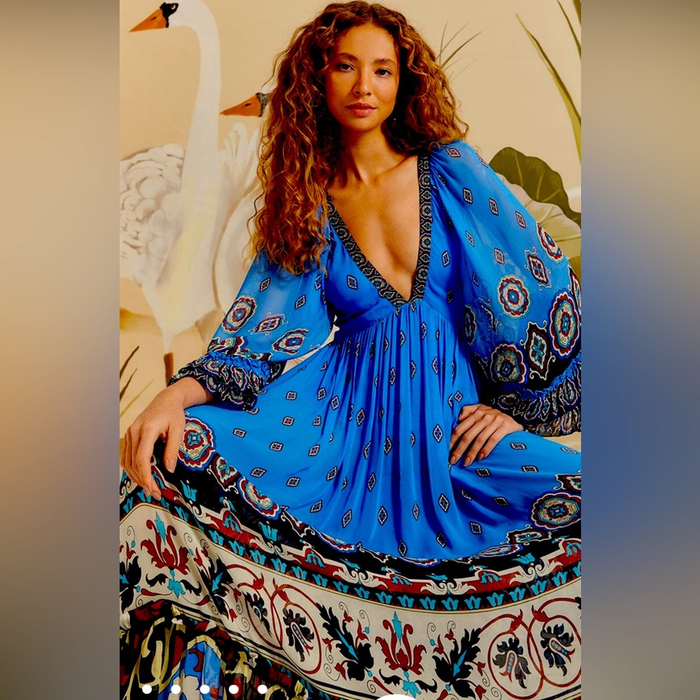 Blue Ainika Tiles Maxi Dress